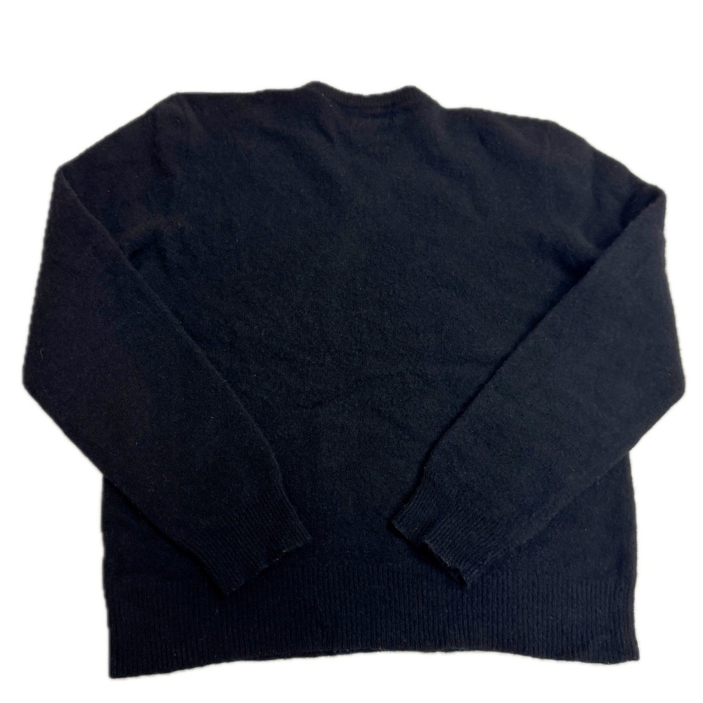 Polo Ralph Lauren Sweater Womens Large Black Lambs Wool V Neck Red Pony Logo - Picture 2 of 6